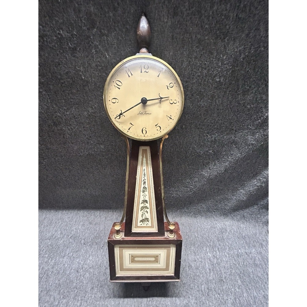 Vintage Seth Thomas Homestead-W Model E020-005 Wood Banjo Wall Clock Germany